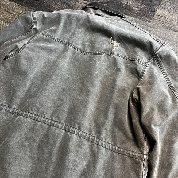 Vintage Carhartt Jacket Size Large Grey Barn Coat Chore 90's Outdoors Full Zip - Picture 5 of 6